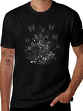 Butterfly Botanical Graphic Tee - Black Cotton Blend