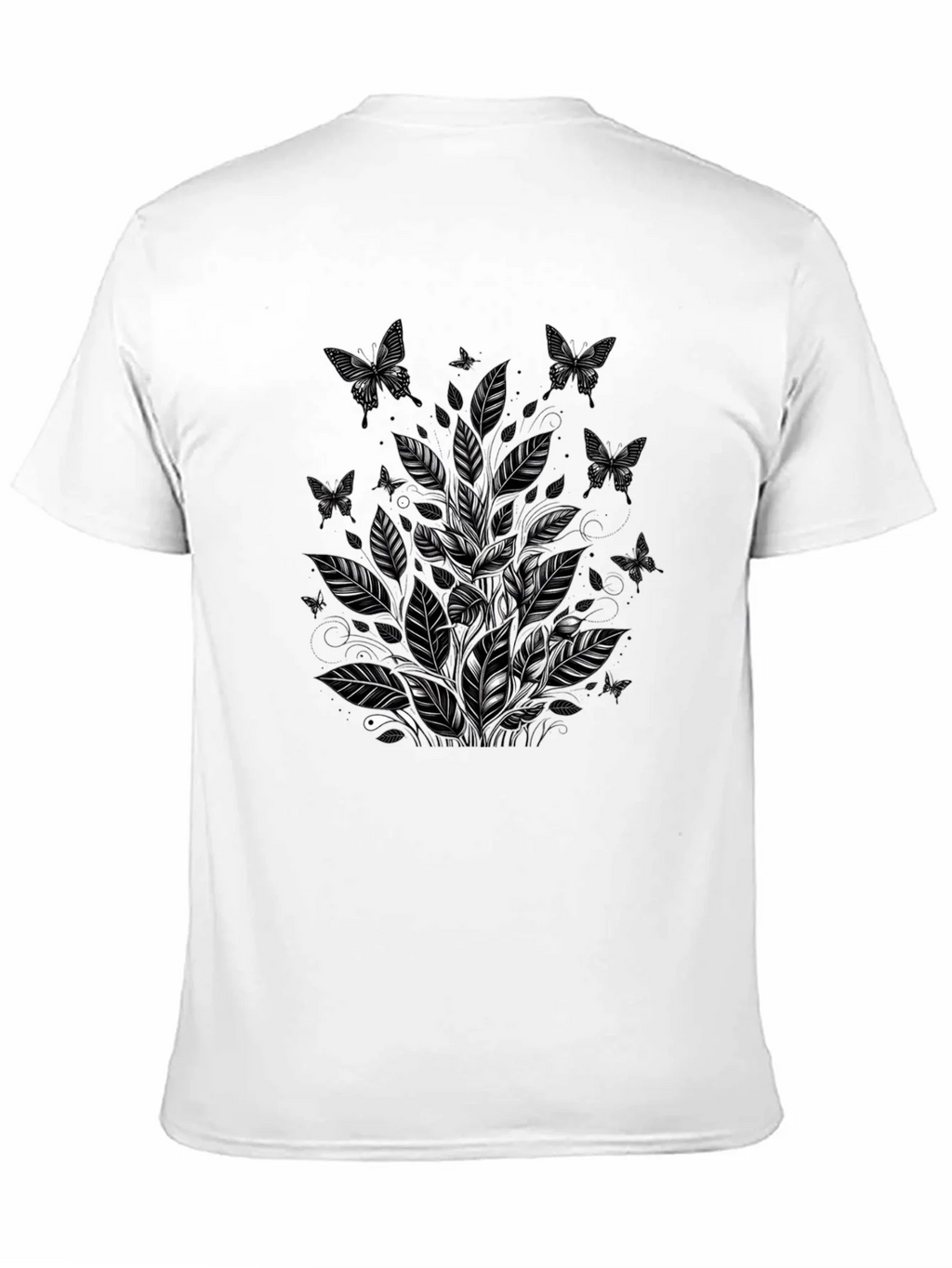 Butterfly Botanical Graphic Tee - Black Cotton Blend