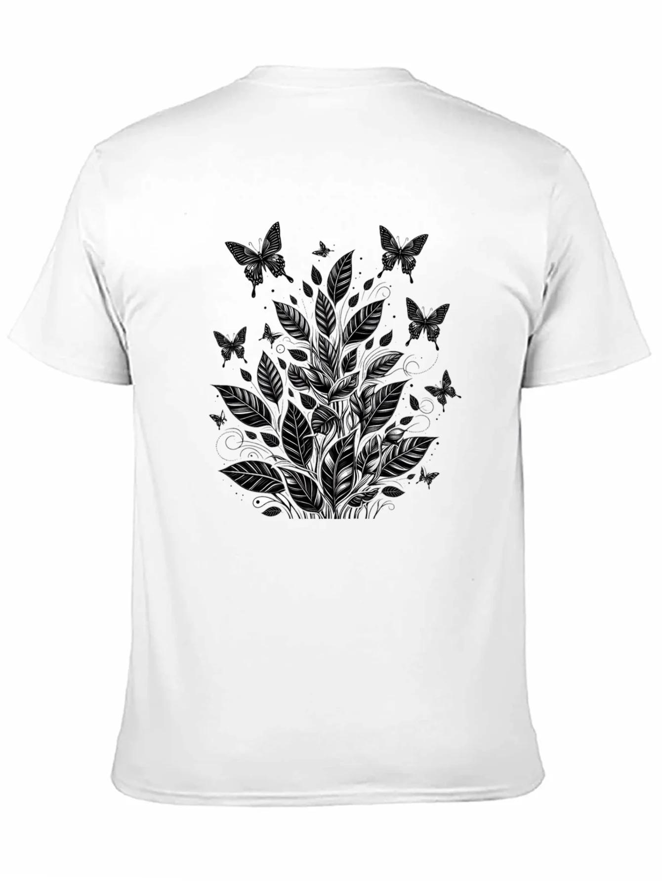 Butterfly Botanical Graphic Tee - Black Cotton Blend
