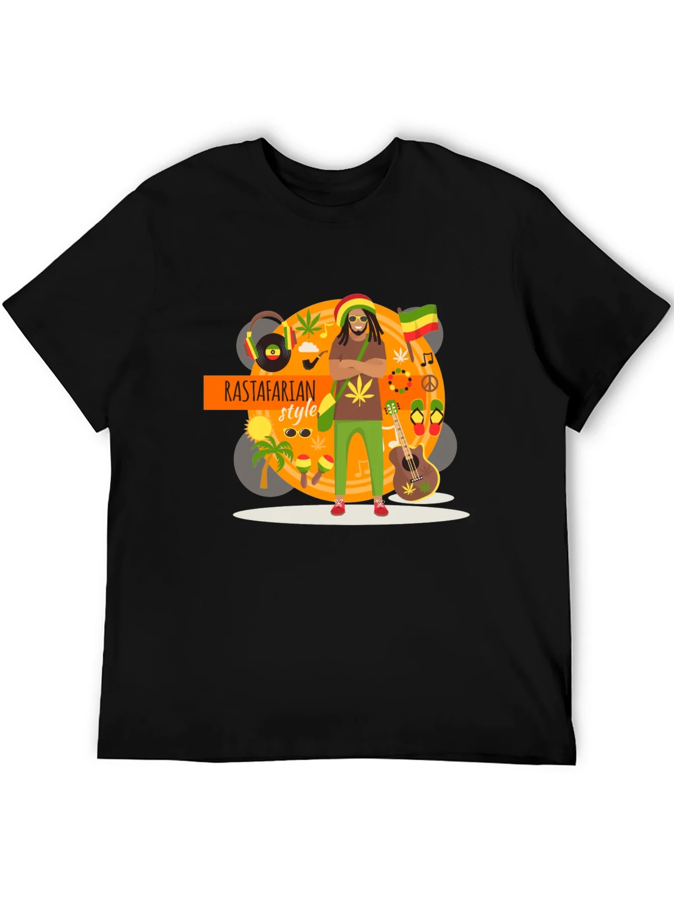Rastafarian Style Graphic T-Shirt