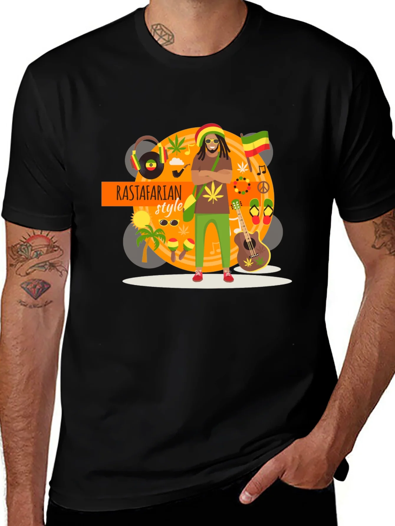 Rastafarian Style Graphic T-Shirt
