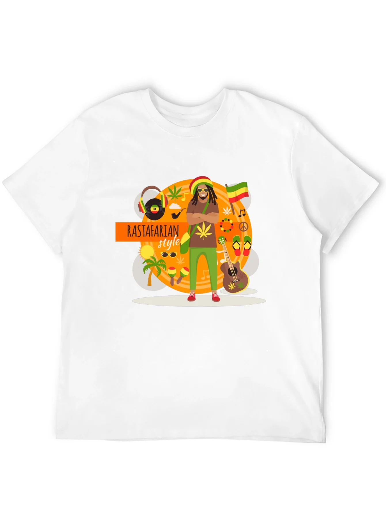 Rastafarian Style Graphic T-Shirt