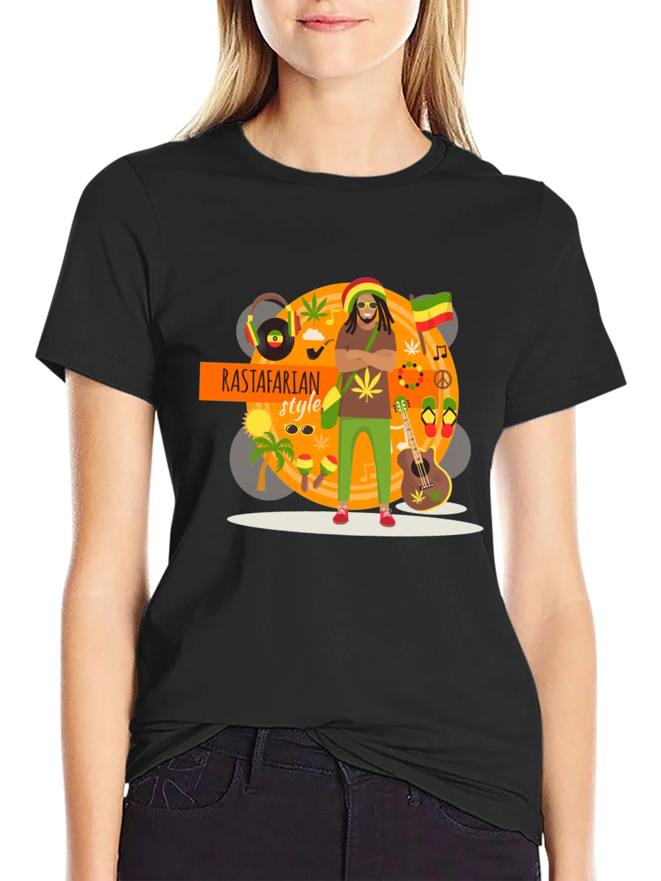 Rastafarian Style Graphic T-Shirt