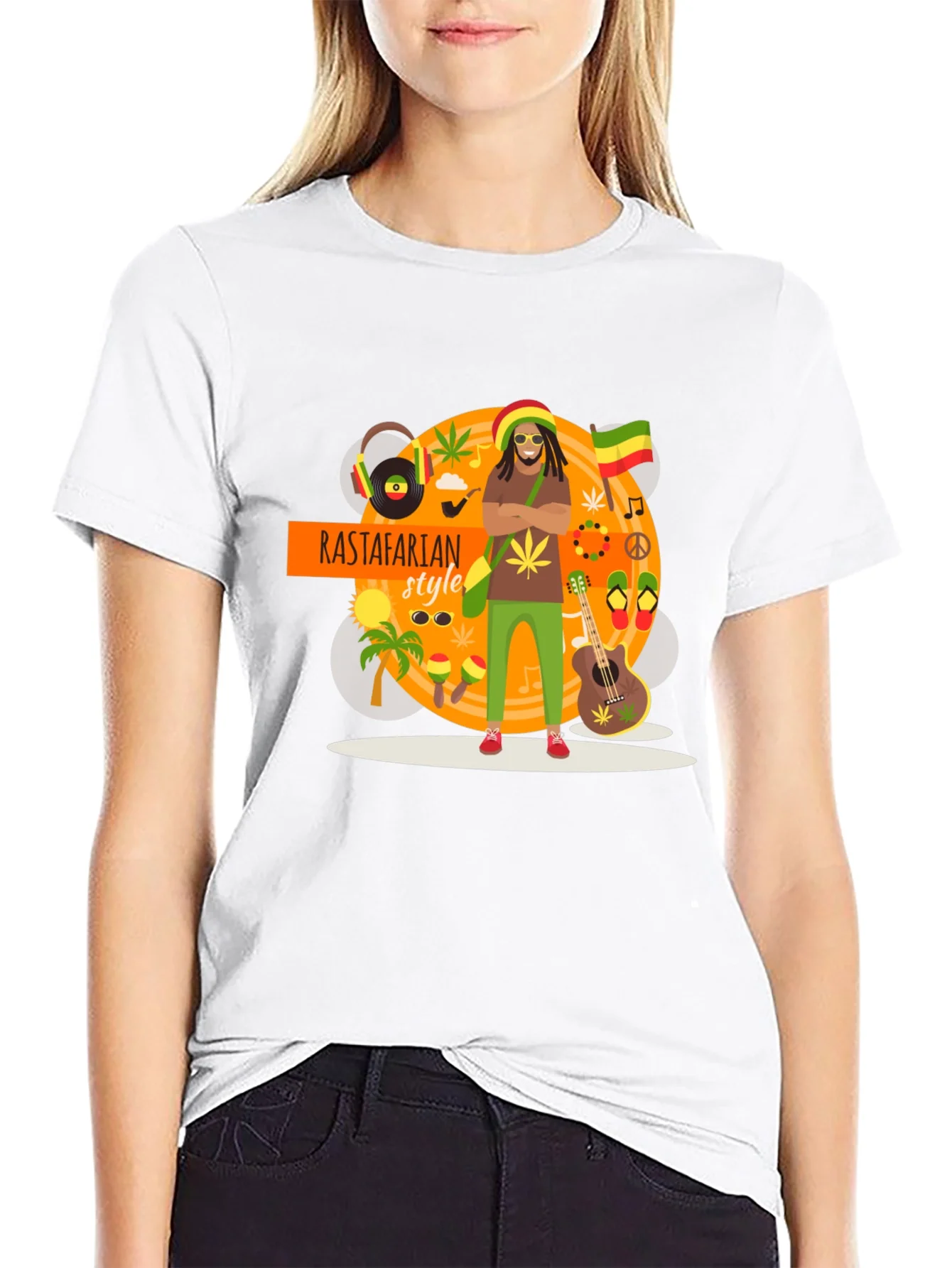 Rastafarian Style Graphic T-Shirt