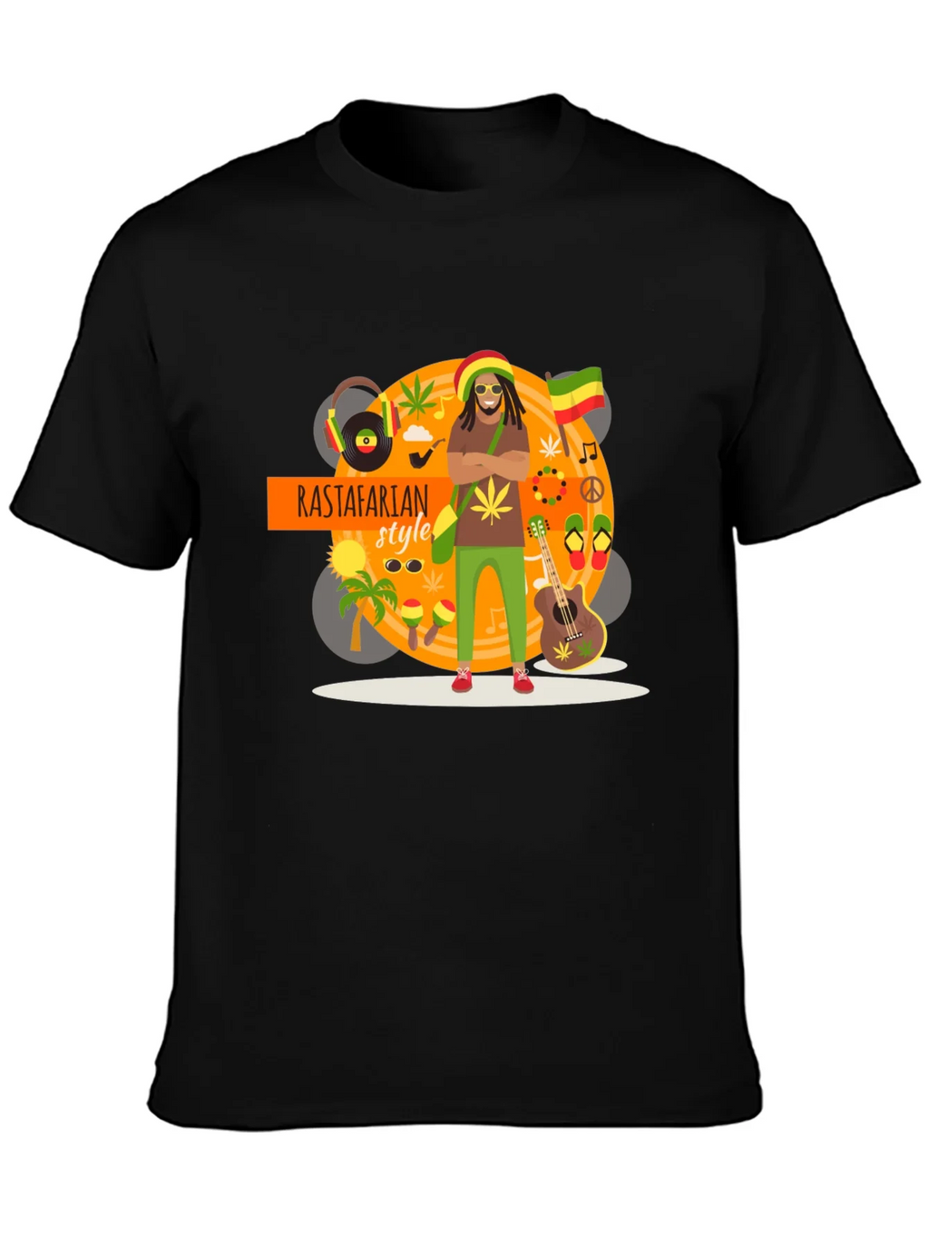 Rastafarian Style Graphic T-Shirt