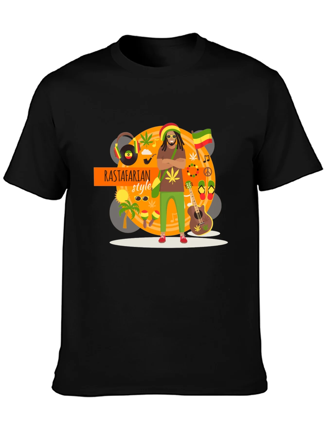 Rastafarian Style Graphic T-Shirt