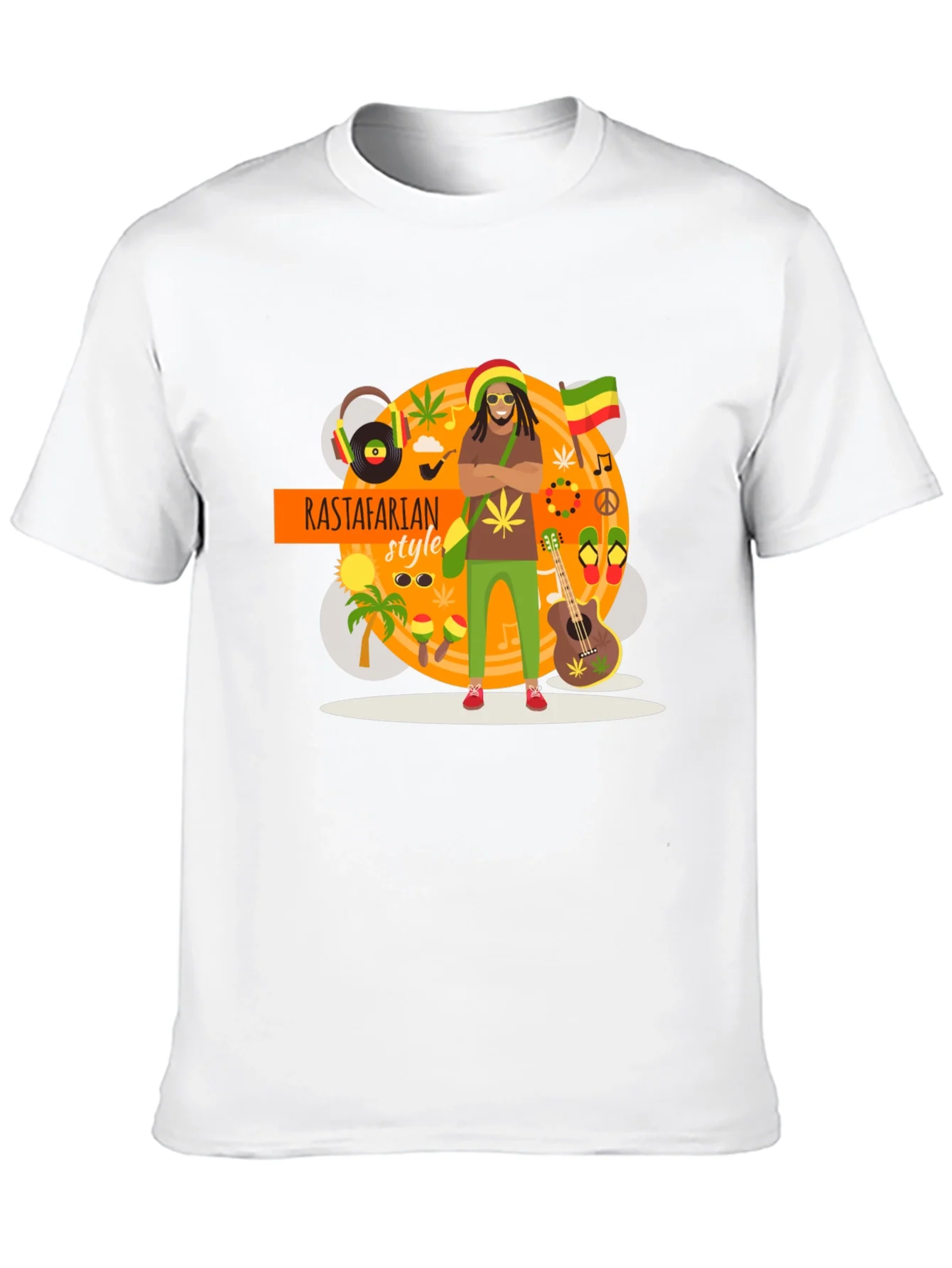 Rastafarian Style Graphic T-Shirt