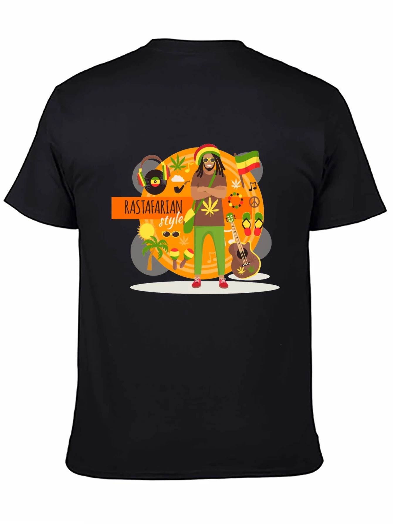 Rastafarian Style Graphic T-Shirt
