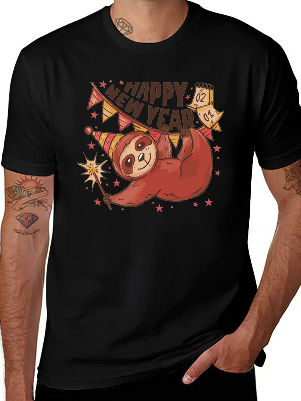Happy New Year Sloth T-Shirt