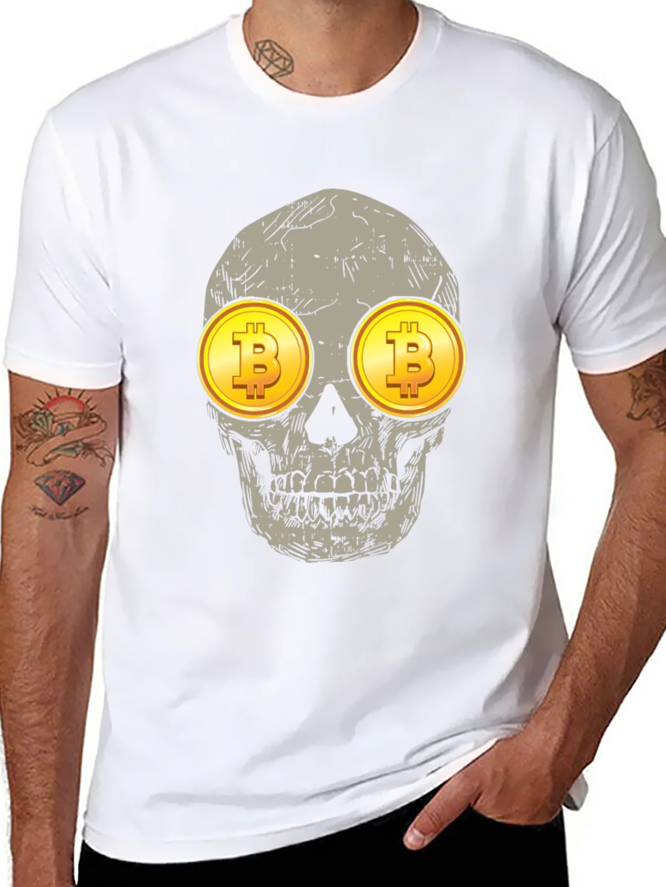Bitcoin Skull Graphic Tee - Crypto Investor Shirt