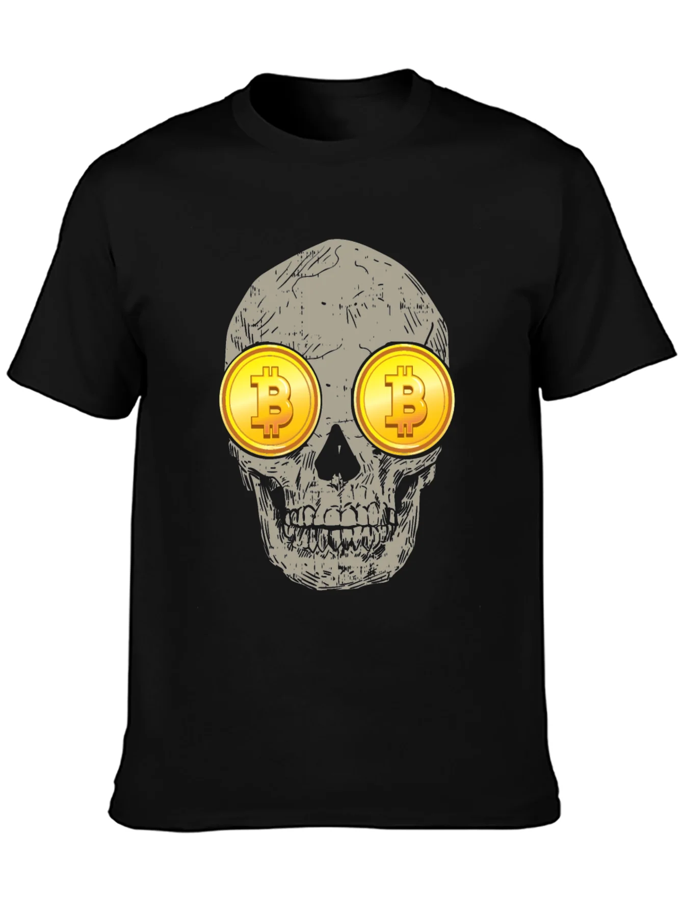 Bitcoin Skull Graphic Tee - Crypto Investor Shirt