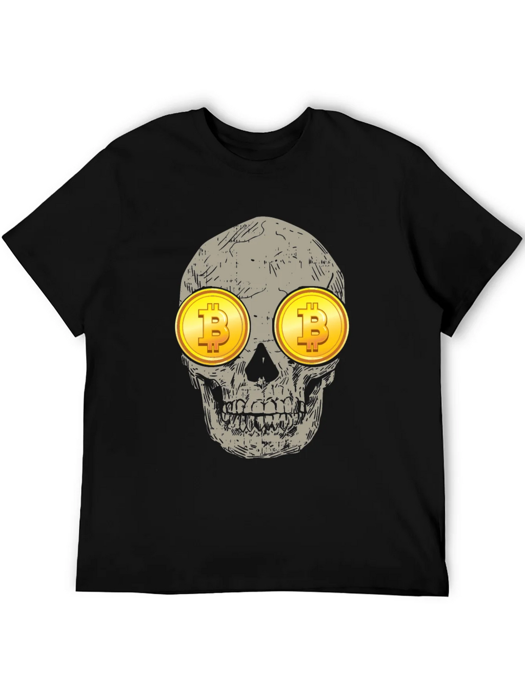 Bitcoin Skull Graphic Tee - Crypto Investor Shirt