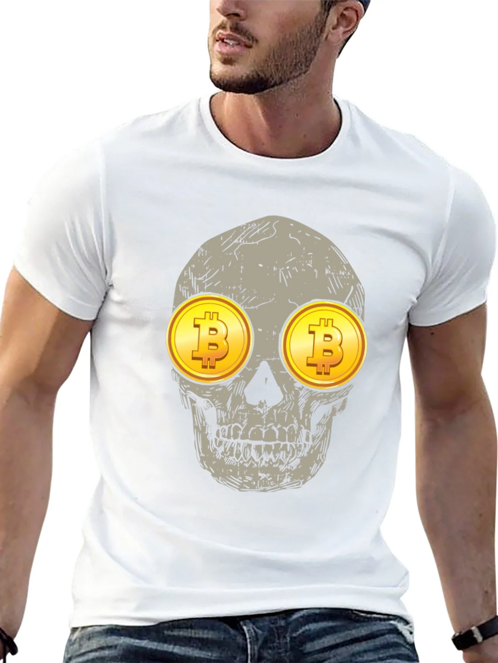 Bitcoin Skull Graphic Tee - Crypto Investor Shirt