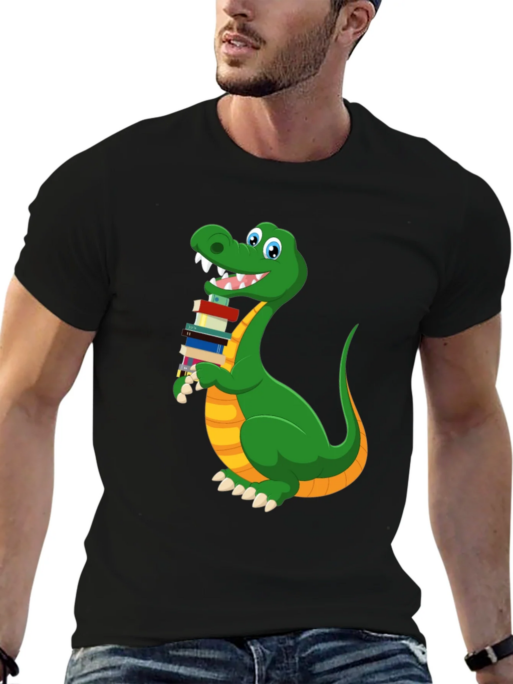 Bookworm Dinosaur Graphic T-Shirt